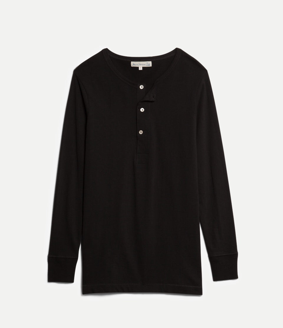 2M06.99 Long Sleeve Henley Deep Black