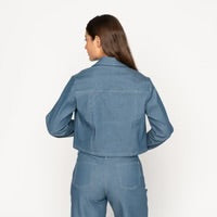 Cropped Jacket Antique Blue Denim Stretch