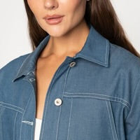 Cropped Jacket Antique Blue Denim Stretch