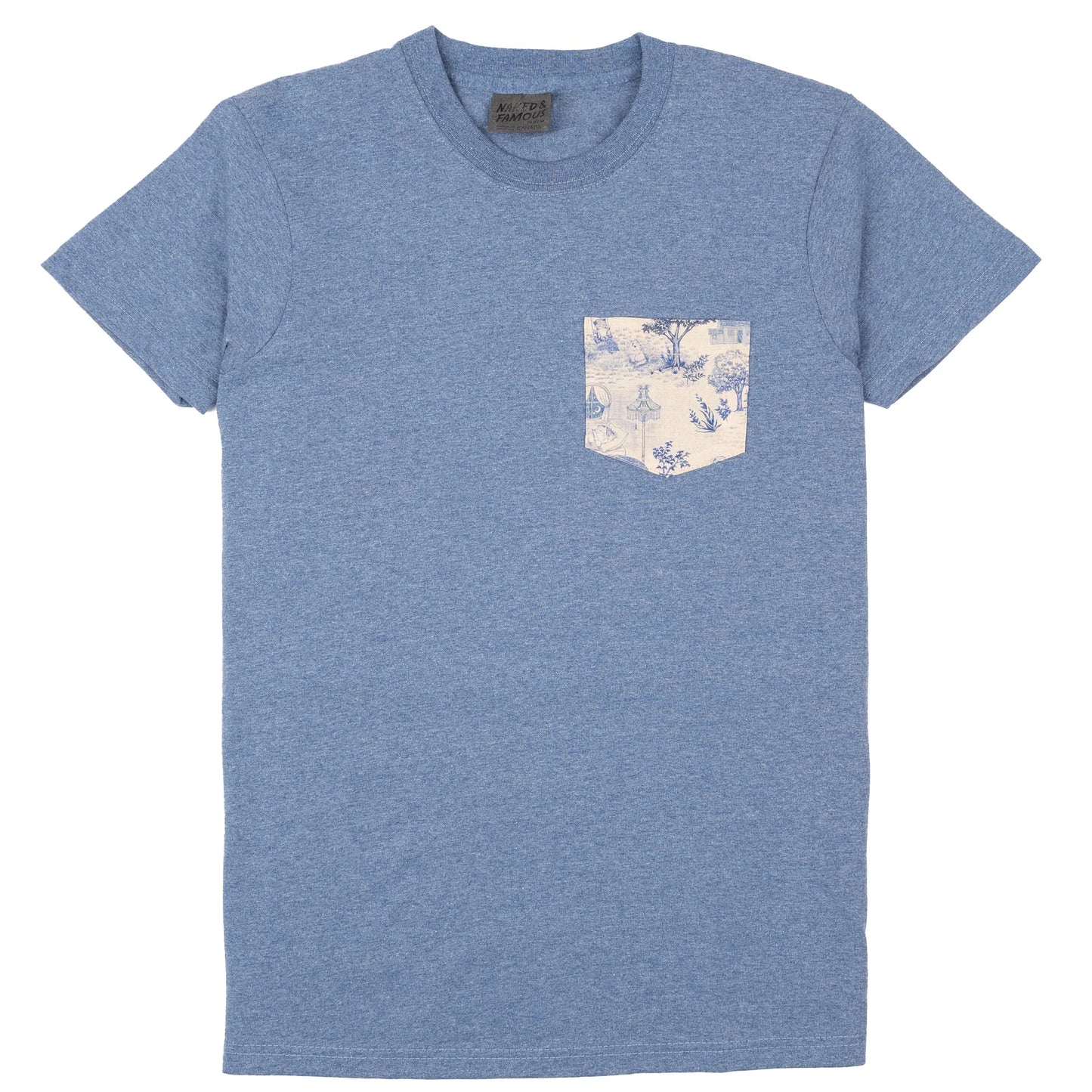 Pocket Tee - Heather Blue - Linen Cat