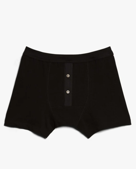 255.99 Loopwheeled Mid-weight Button Fly Boxer Deep Black