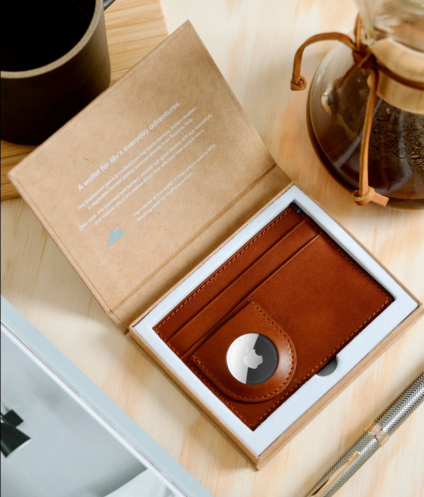 Toscano Italian Leather AirTag Wallet - Tuscan Tan