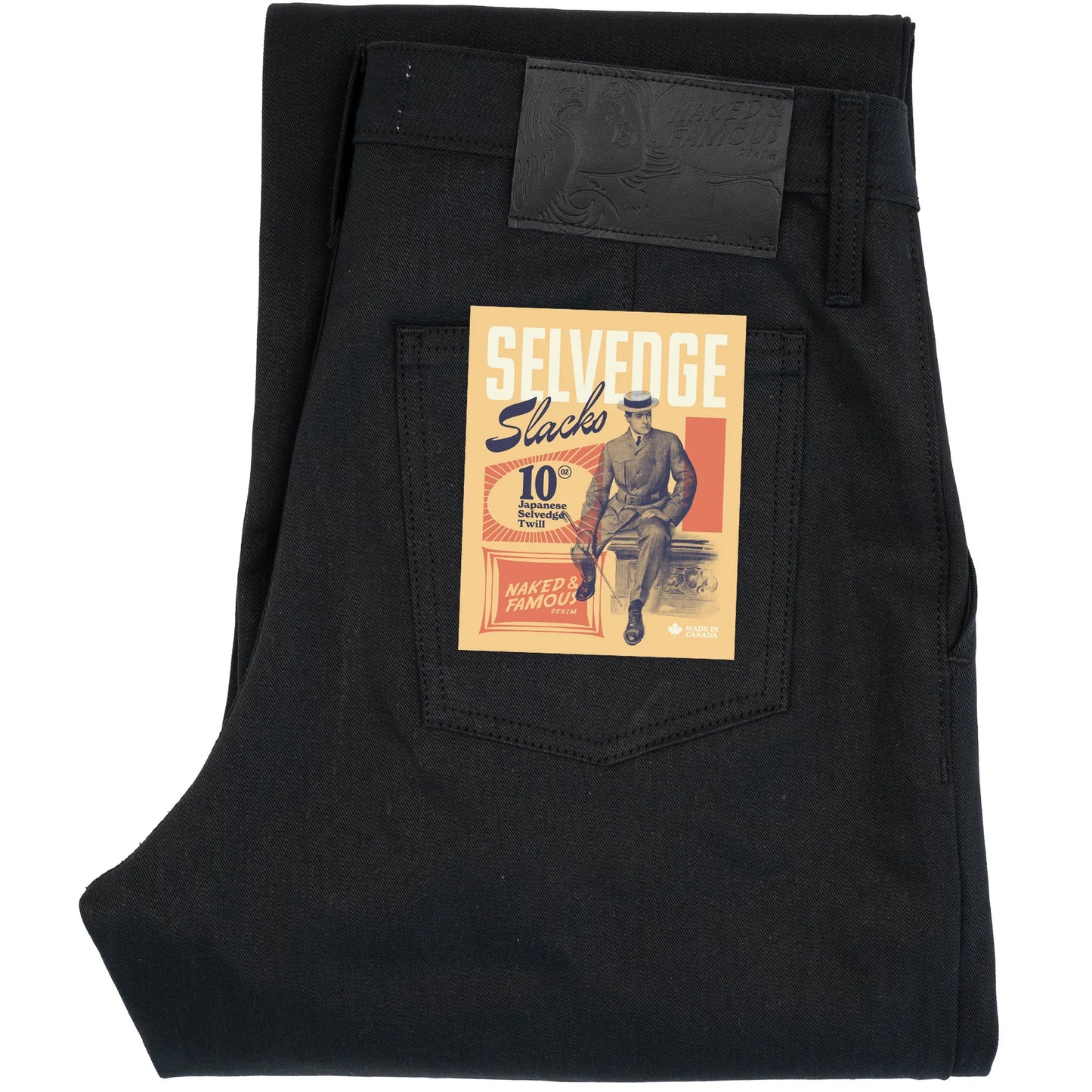 Pleated Trouser Selvedge Slacks Black
