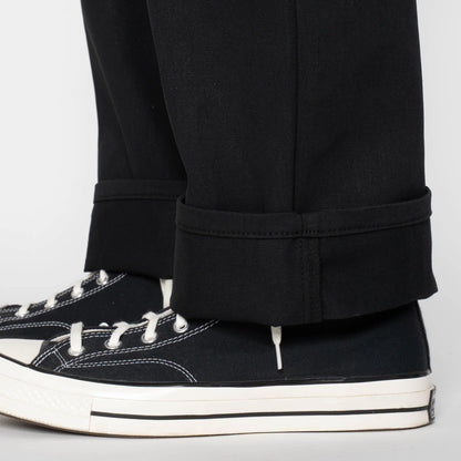 Pleated Trouser Selvedge Slacks Black