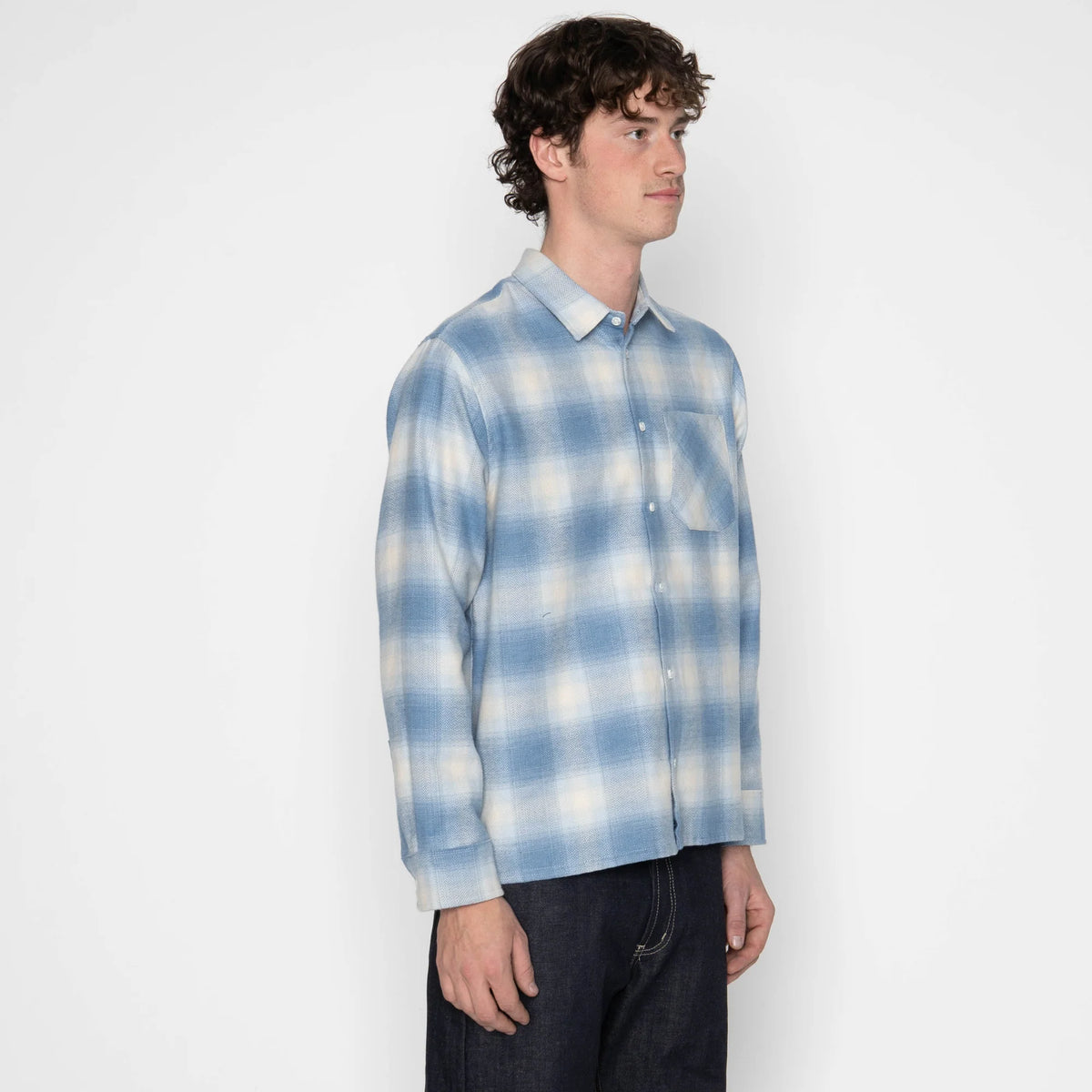 True Shirt Organic Supple Flannel Faded Indigo