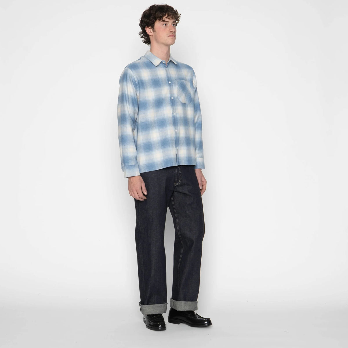 True Shirt Organic Supple Flannel Faded Indigo