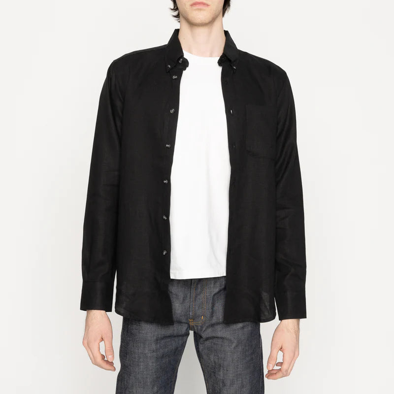 Easy Shirt French Linen Five Canvas Black
