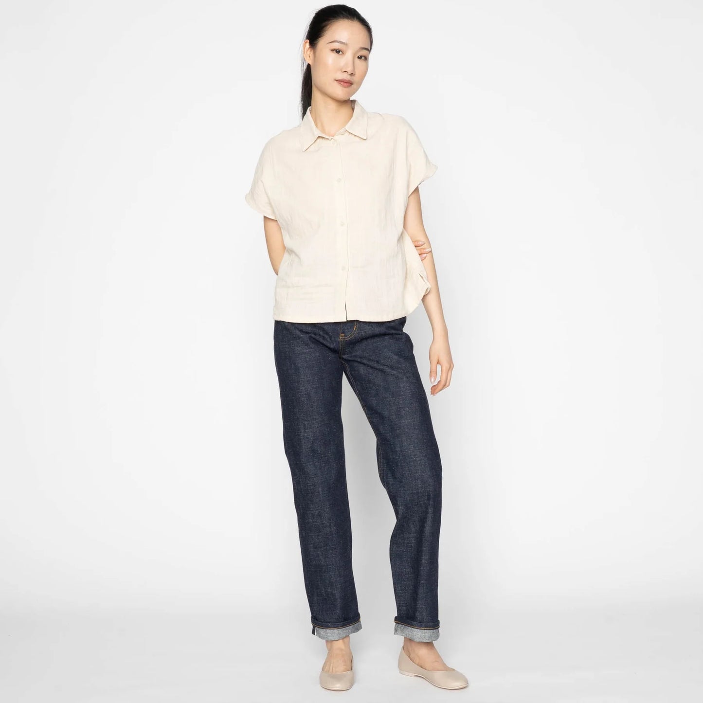 Billie Double Weave Gauze White Shirt
