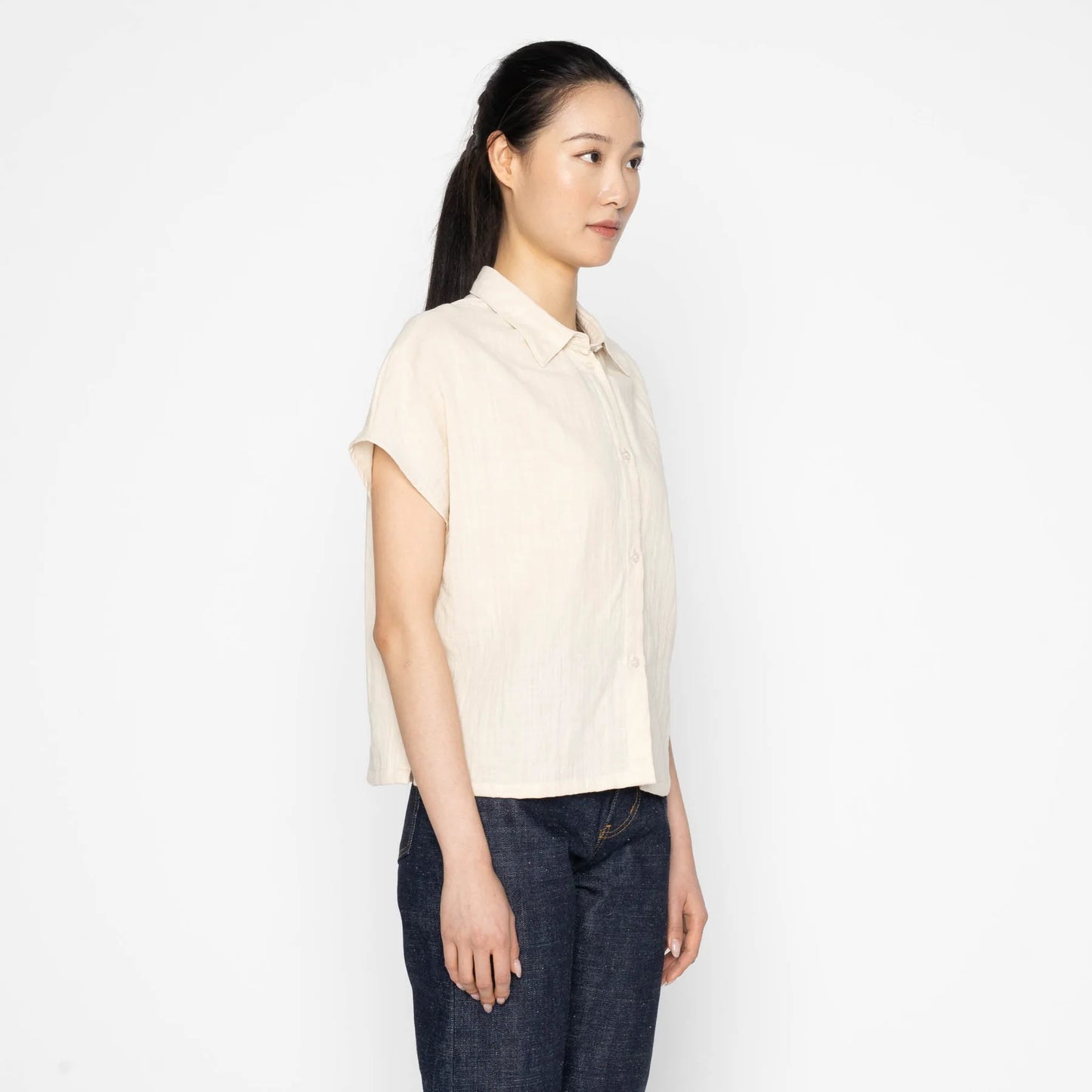 Billie Double Weave Gauze White Shirt