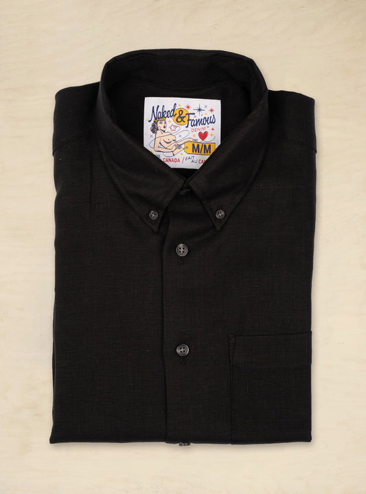 Easy Shirt French Linen Five Canvas Black