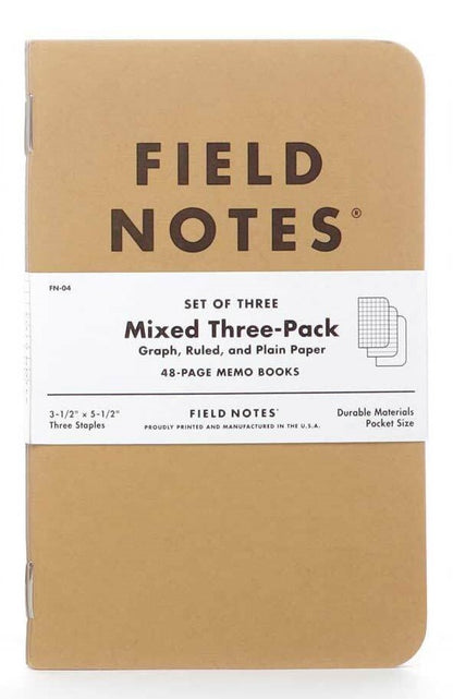Kraft Mixed 3 Pack of 48 Page Memo Books