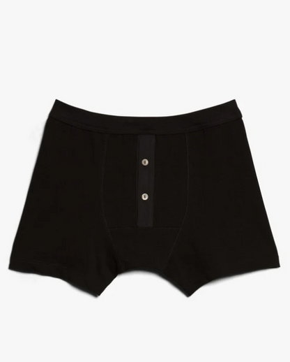 255.99 Loopwheeled Mid-weight Button Fly Boxer Deep Black