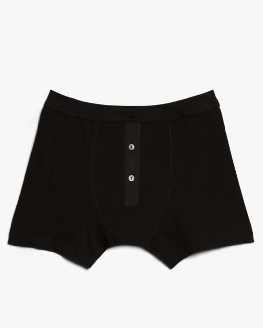 255.99 Loopwheeled Mid-weight Button Fly Boxer Deep Black