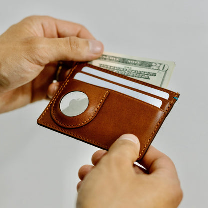 Toscano Italian Leather AirTag Wallet - Tuscan Tan